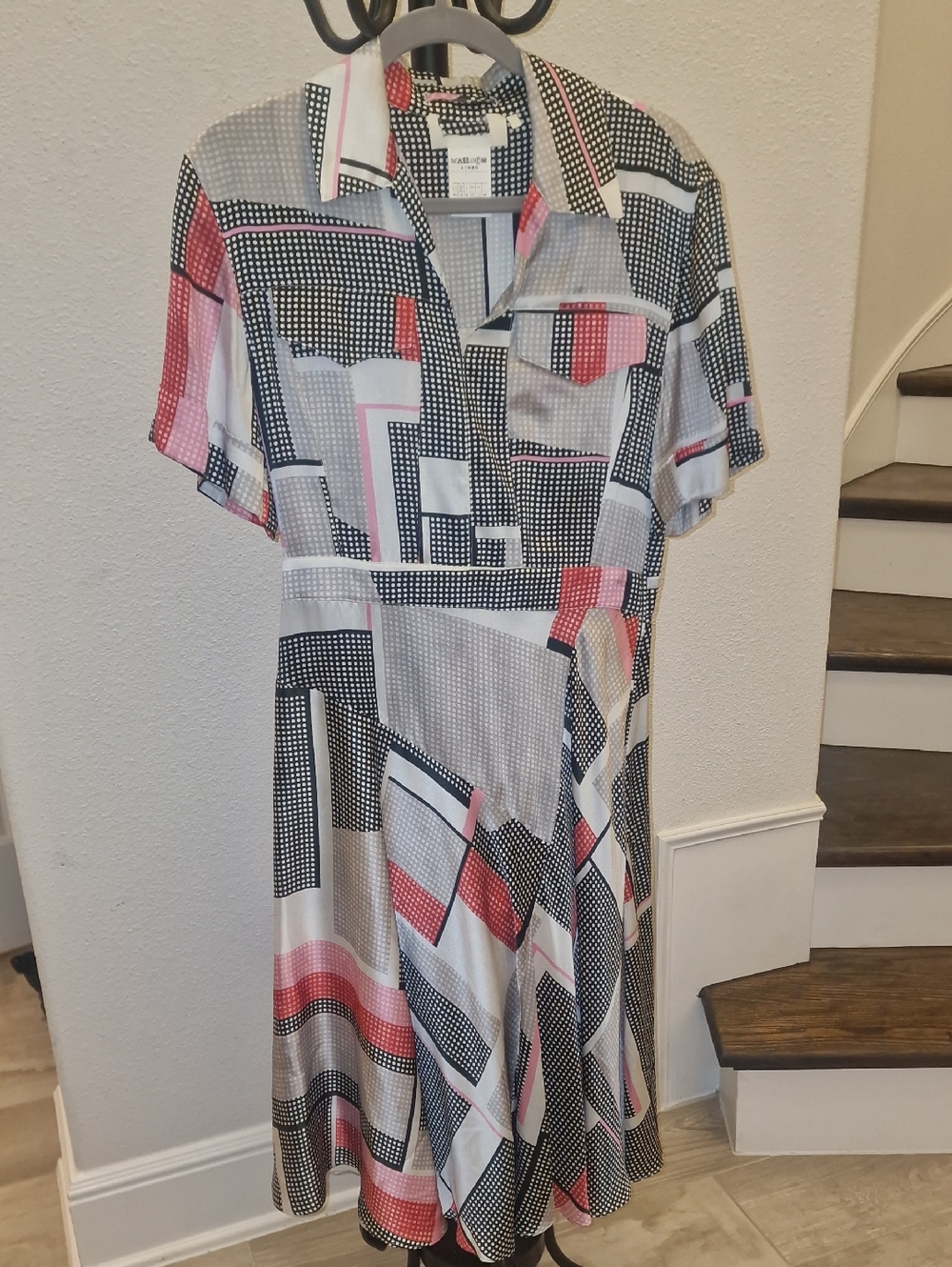 MaxMara Geometric Silk Fit & Flare Dress
